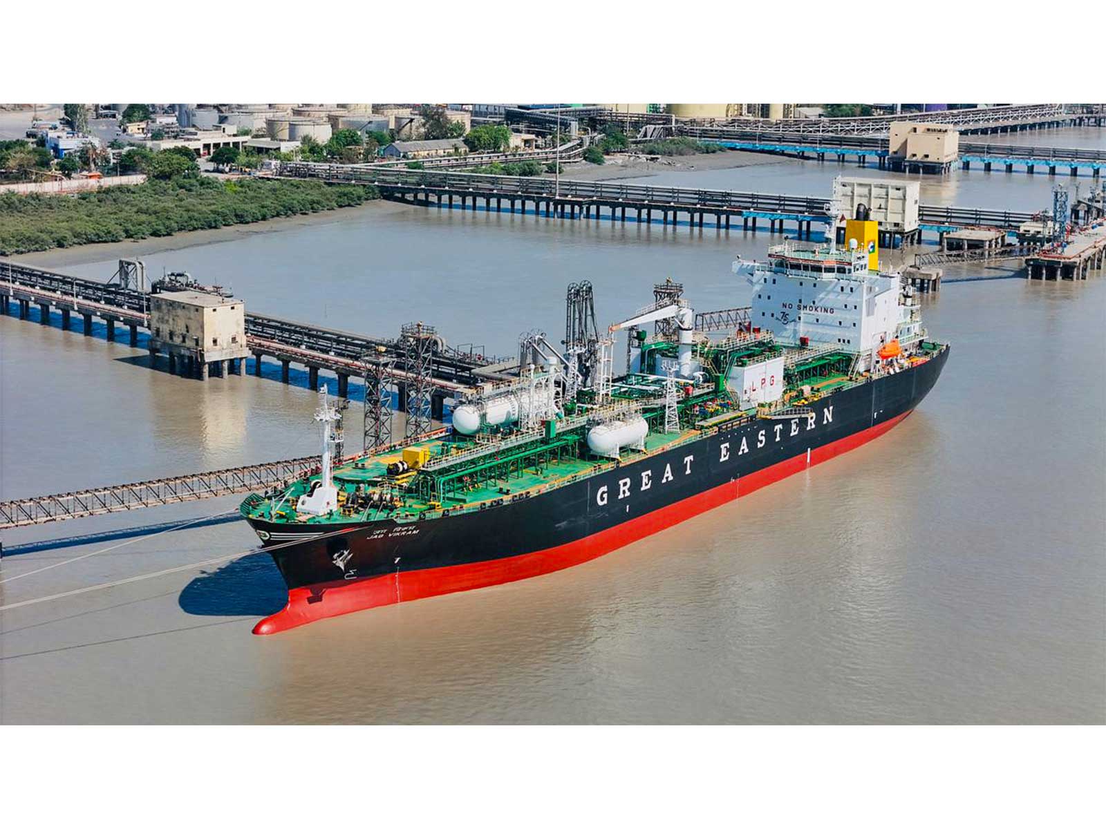 An LPG tanker berths at Kandla Port on April 15 (Photo/ANI)