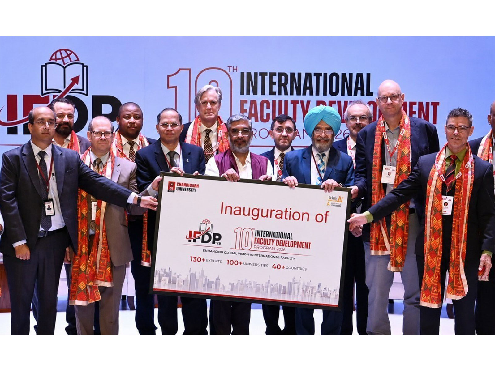 Global academic leaders, Chairman NCTE Prof. Pankaj Arora & Chandigarh University management during the International Faculty Development Program 2026
