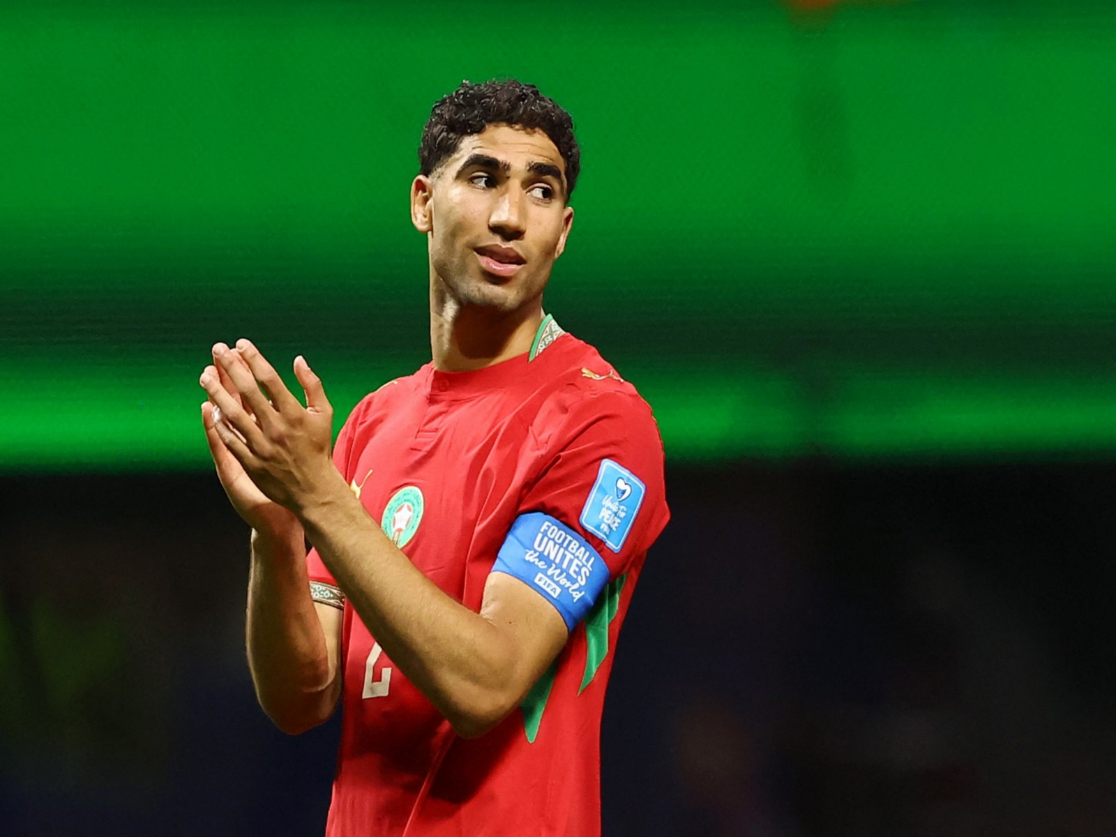 Morocco's Achraf Hakimi applauds their fans after the match against Haiti (Photo: Reuters)