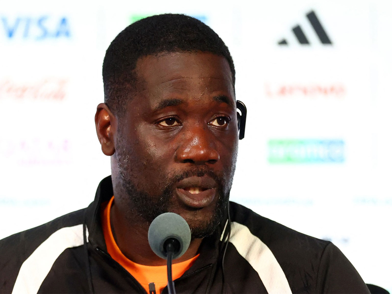 Ivory Coast coach Emerse Fae during the press conference. (Reuters)