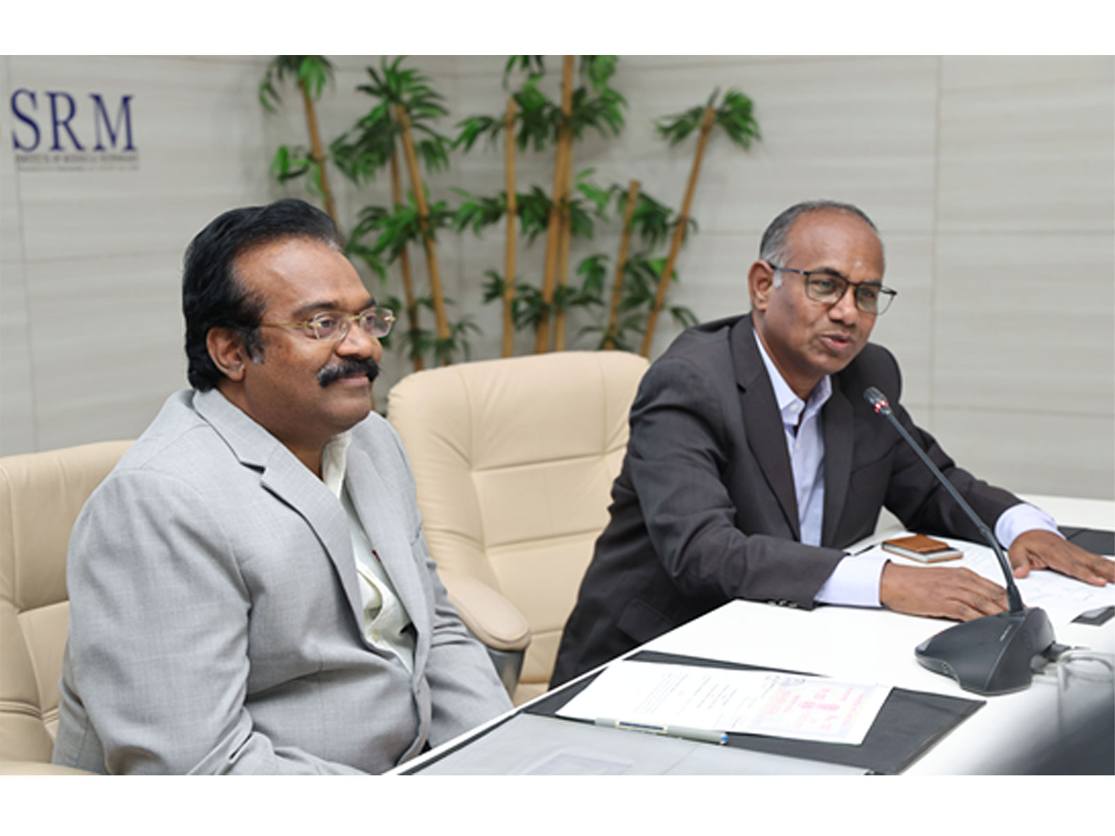 From L to R: Dr. SHREEVARMA, Founder-Chairman, Dr. SHREEVARMA's Wellness Pvt. Ltd.; Prof. S. Ponnuaamy, Registrar, SRMIST