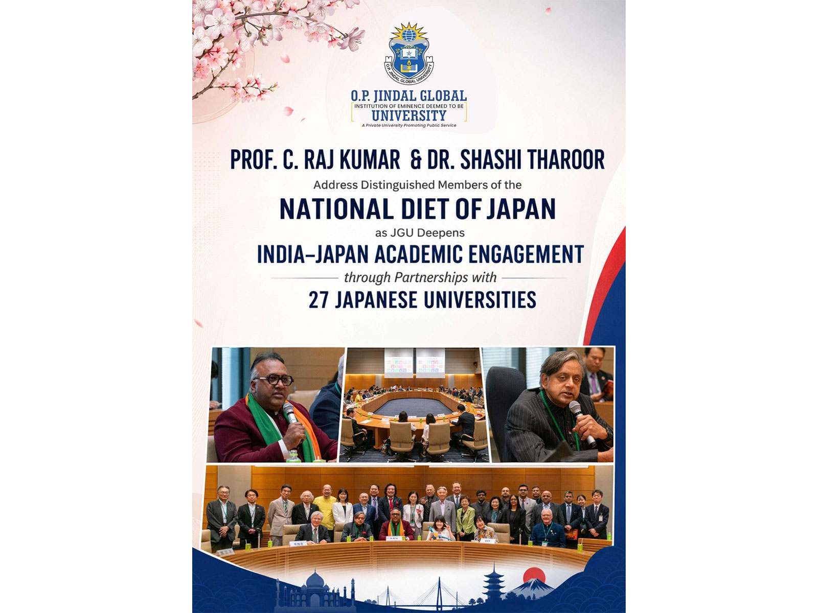Prof C. Raj Kumar & Dr. Shashi Tharoor Address Japan's Parliament National Diet as JGU Deepens Academic Ties