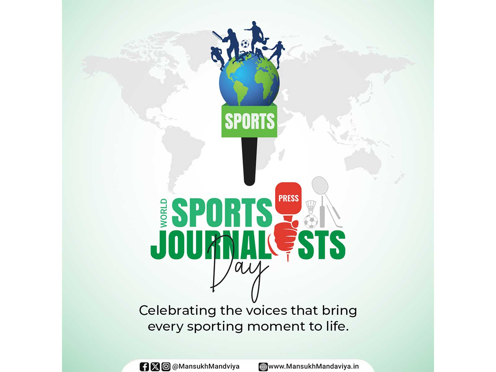 Greetings on World Sports Journalists Day (Photo: @mansukhmandviya)