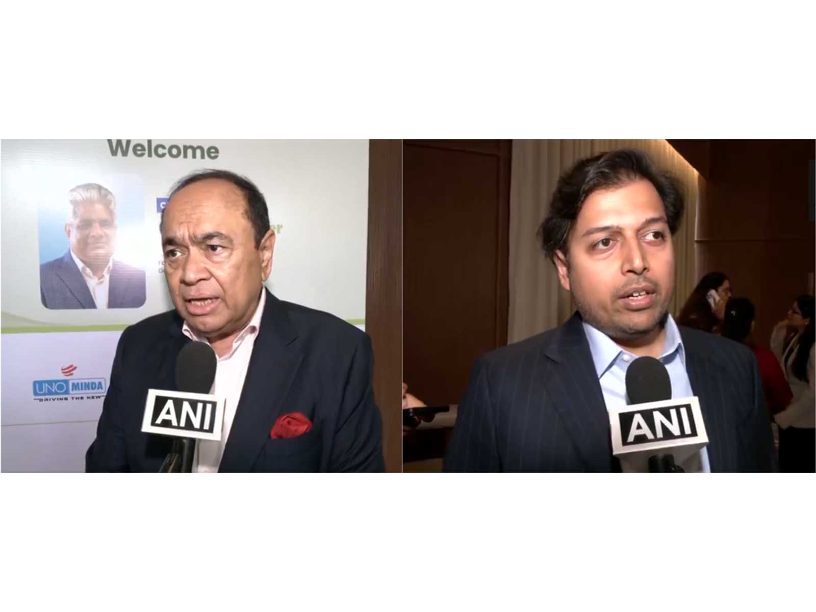 Nirmal K. Minda, ASSOCHAM President and Chairman, Uno Minda Group;  Nishant Arya, Chairman ASSOCHAM's National Council on Green Mobility and Vice Chairman, JBM Group (Photo/ANI)