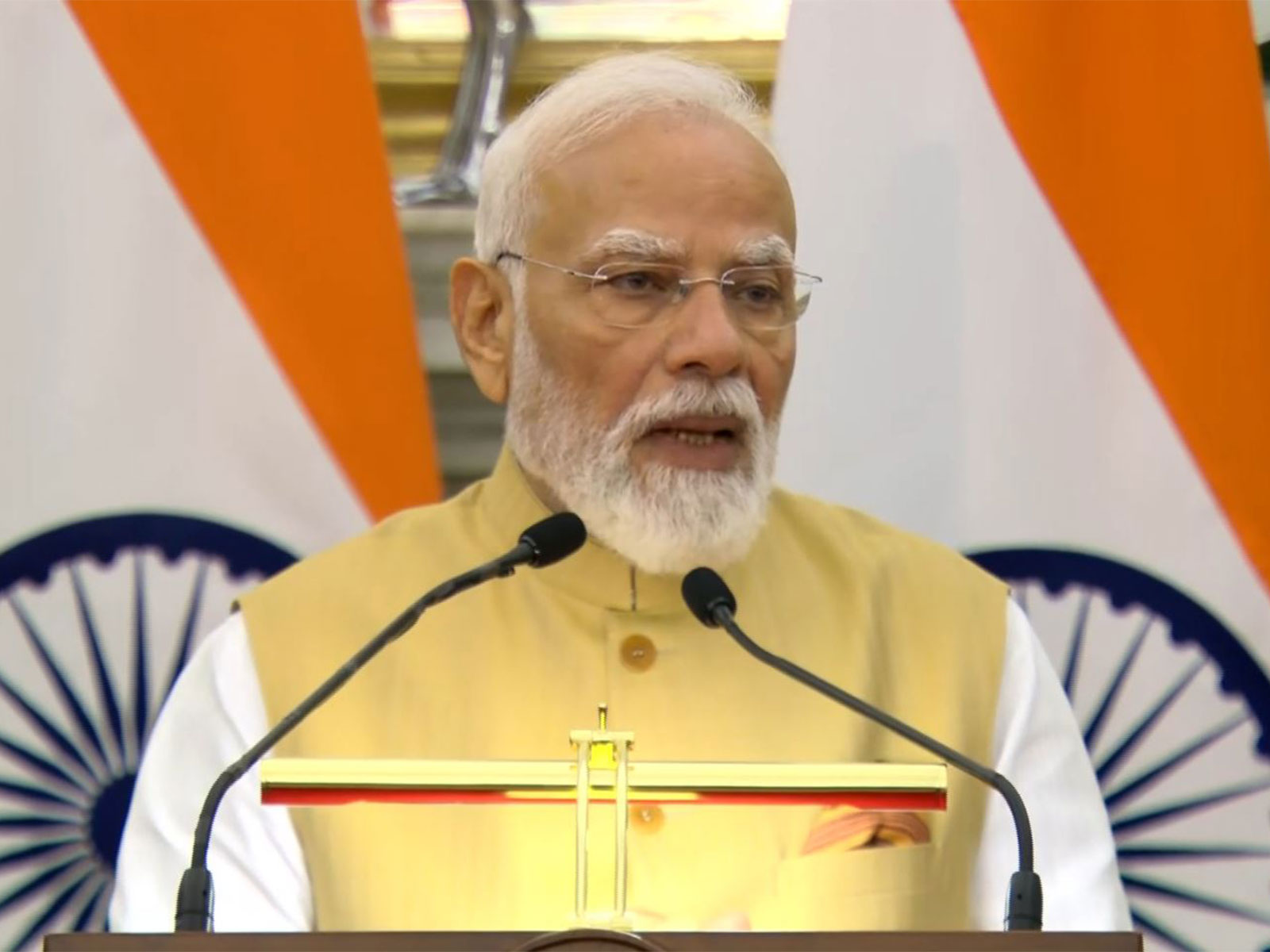 PM Modi addressing  joint statement at Hyderabad House in New Delhi on July 2 (Photo/ANI)