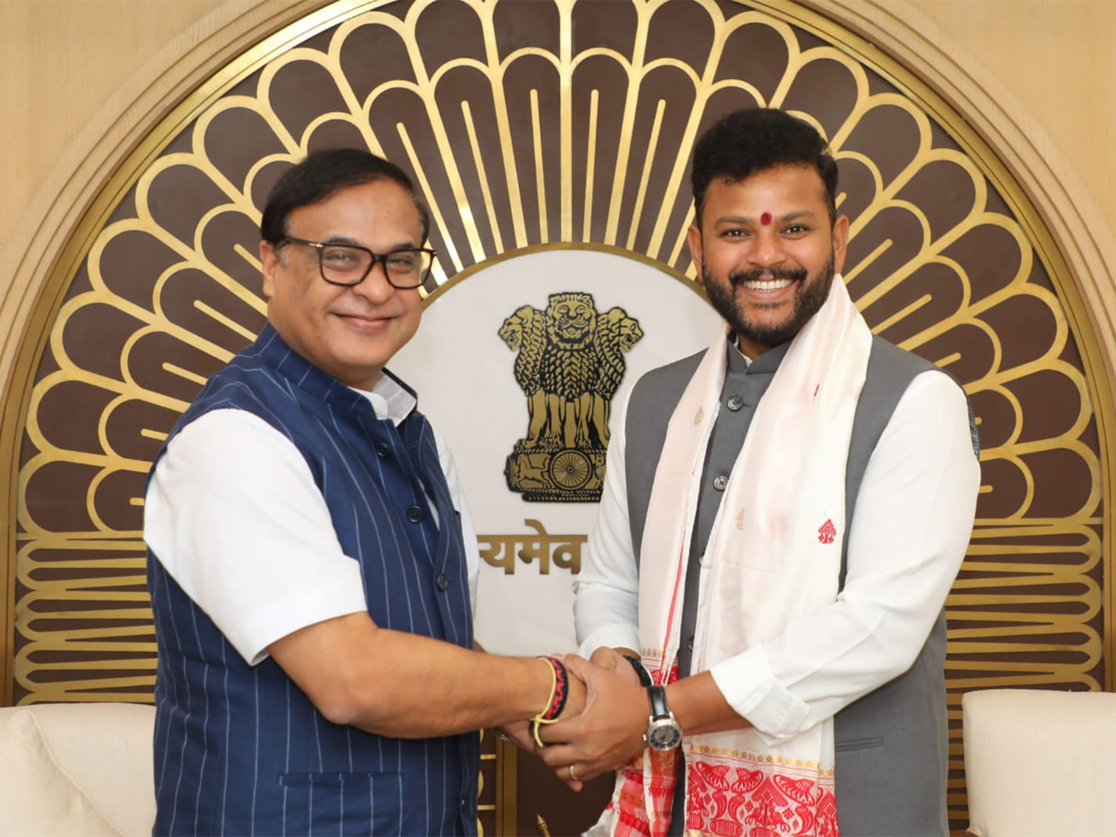 Assam CM Himanta Biswa Sarma meets Union Minister for Civil Aviation Ram Mohan Naidu (Photo/ANI)