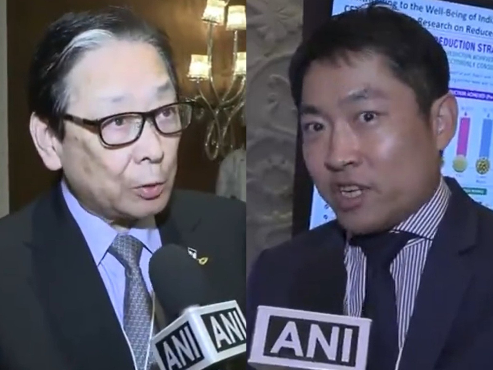 Kazuhiro Yoshida, President of Japan's Gifu University (Left) and Kosuke Kiryu, Managing Director of Tanita India Pvt. Ltd  (Photo/ANI)