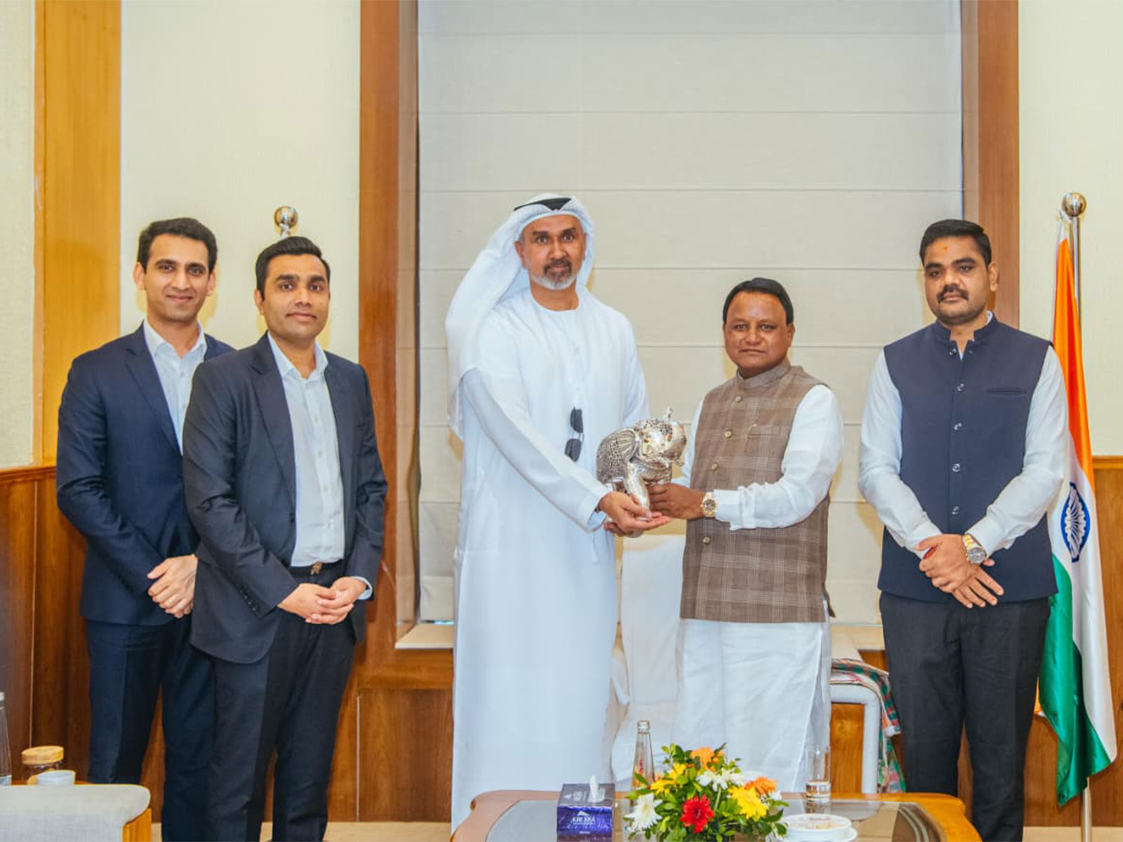 (L to R - Sagar Adani, Executive Director, AGEL; Karan Adani, MD, APSEZ and Director of Adani Cement; Syed Basar Shueb CEO, MD, and Board Member of IHC(Photo-Adani Group)