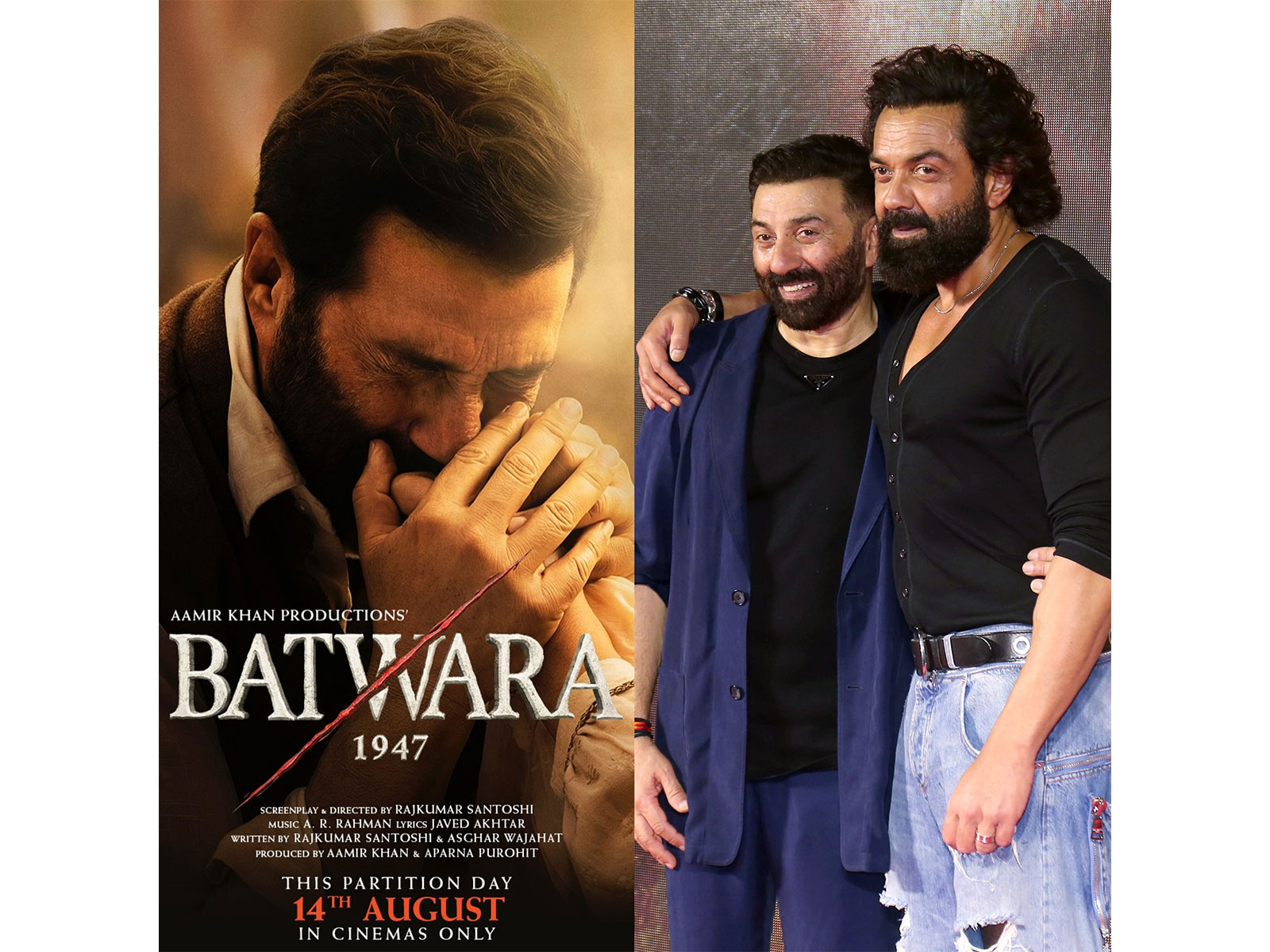 Bobby Deol cheers for Sunny Deol's 'Batwara 1947' (File photo/ANI/Instagram@aamirkhanproductions)
