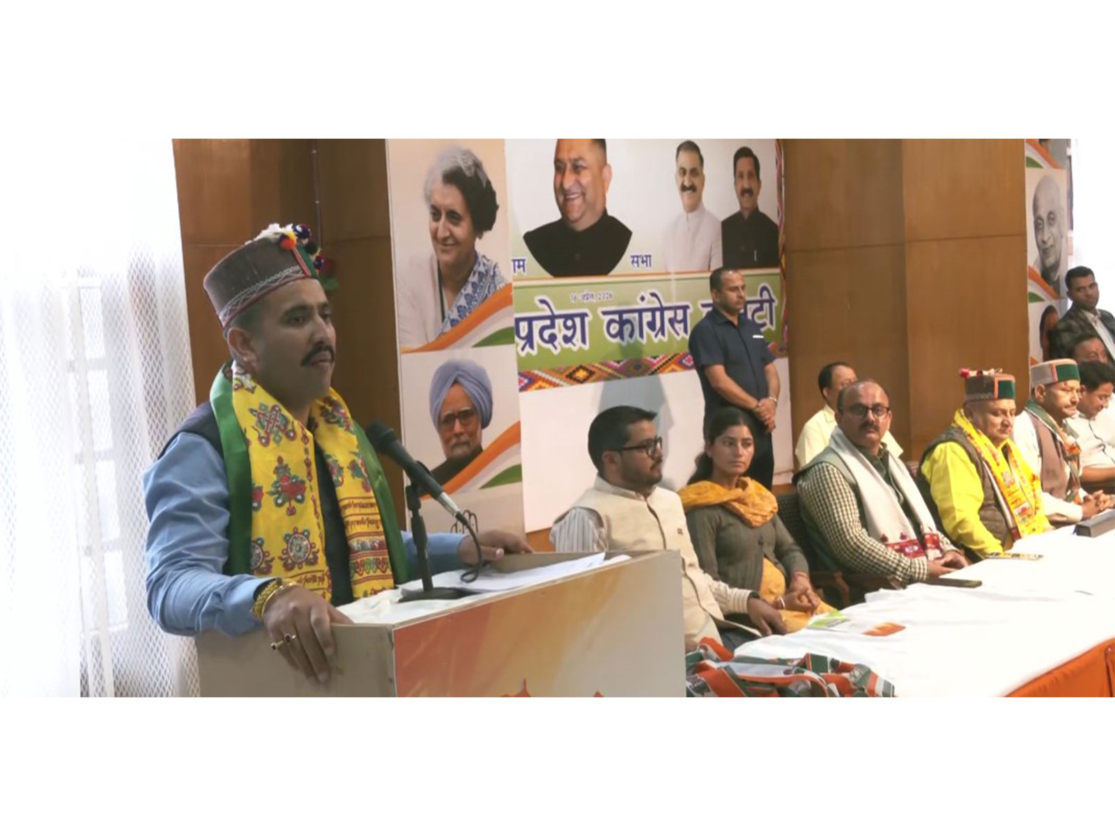 Himachal Pradesh Minister Vikramaditya Singh addressed media during the induction of former BJP leader Brij Lal into the Congress in Shimla (Photo/ANI)