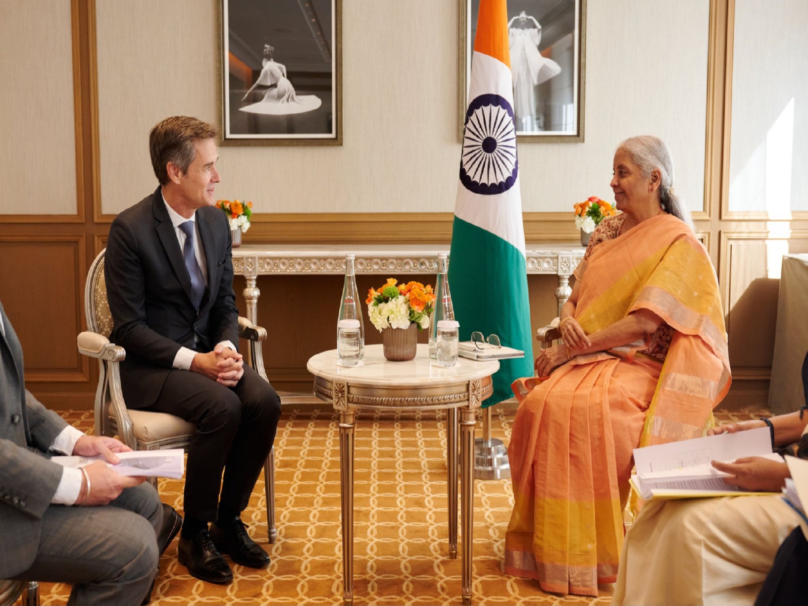 Union Finance Minister Nirmala Sitharaman with Flying Whales President Sebastien Bougon in Paris (Photo/X@FinMinIndia)