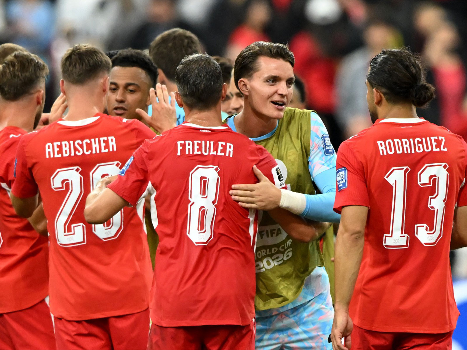 Switzerland's Marvin Keller celebrates with Switzerland's Remo Freuler after the match against Algeria (Photo: IMAGN IMAGES via Reuters)