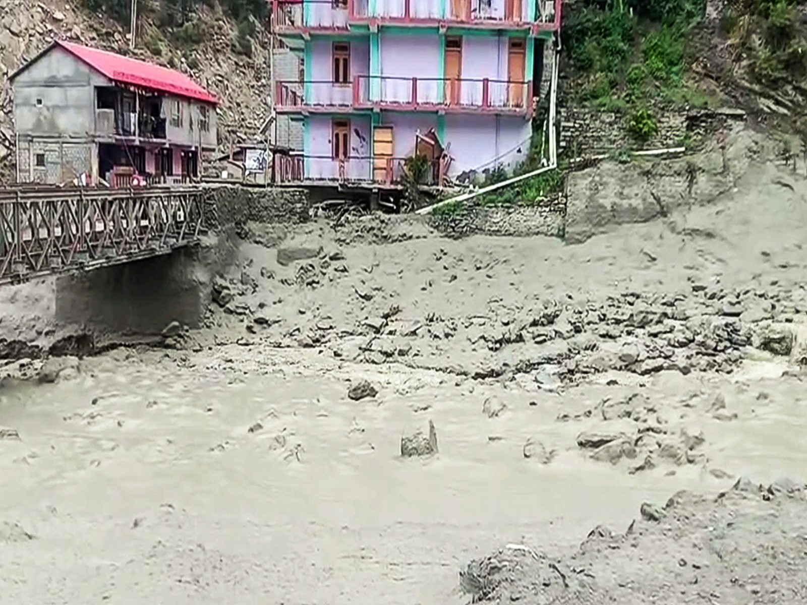 A view of scattered debris at irrigation bridge in Rip Tejer area (Photo/ANI)