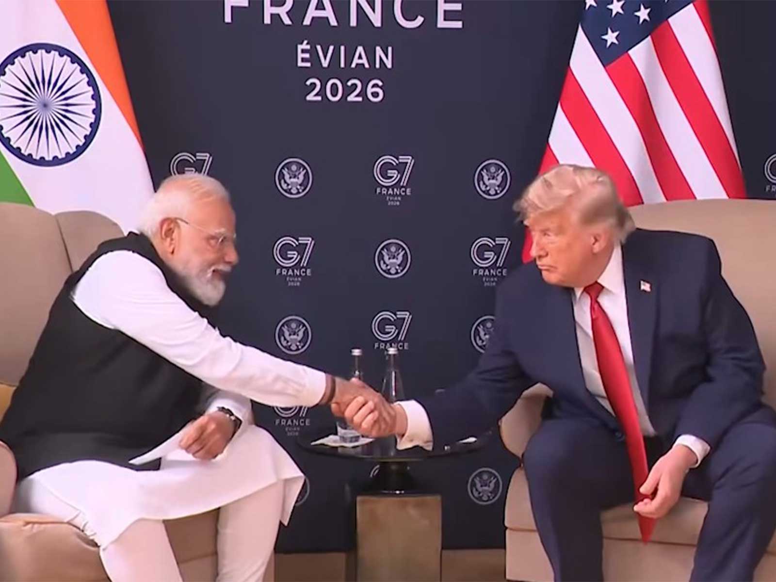 Prime Minister Narendra Modi and US President Donald Trump during bilateral talks on the sidelines of the G7 Summit in Evian, France (Photo/X/@USAndIndia)