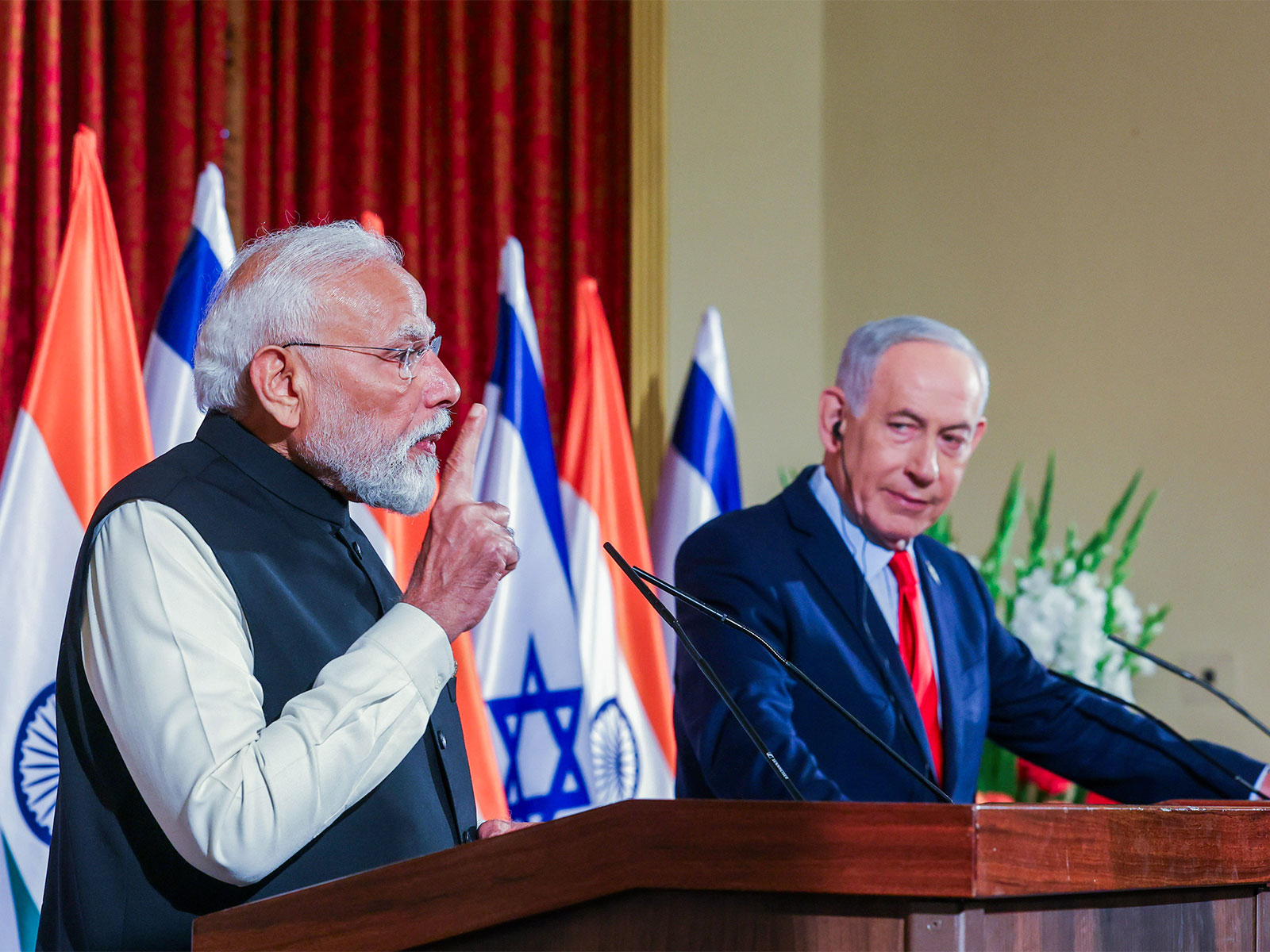 Prime Minister Narendra Modi speaks at the joint press meet with Israeli Prime Minister Benjamin Netanyahu (File Photo/ANI)