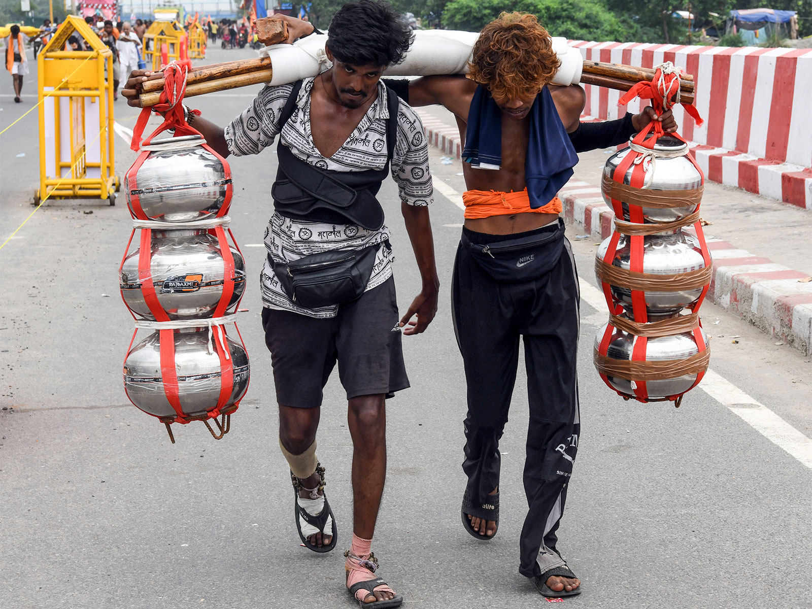 Kanwariyas carrying Ganga water during the Kanwar Yatra in Delhi (File Photo/ANI)