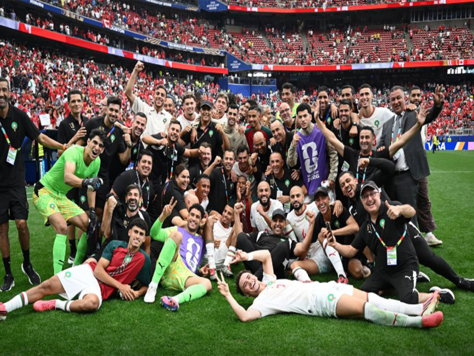 Morocco team after defeating Canada in Round of 16 match in FIFA World Cup 2026. (Photo: X/ @EnMaroc)