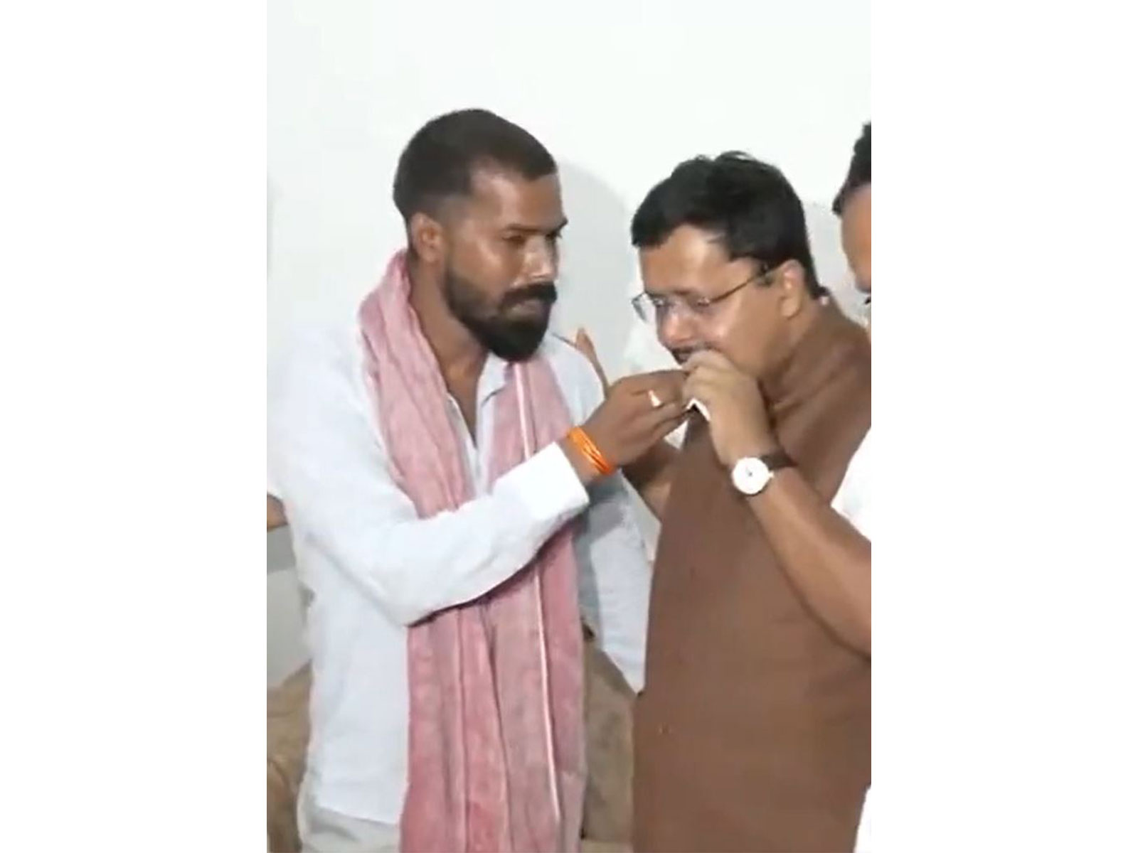 BJP National President Nitin Nabin met booth president Shivaji Rawat in Lucknow, (Photo/ANI)