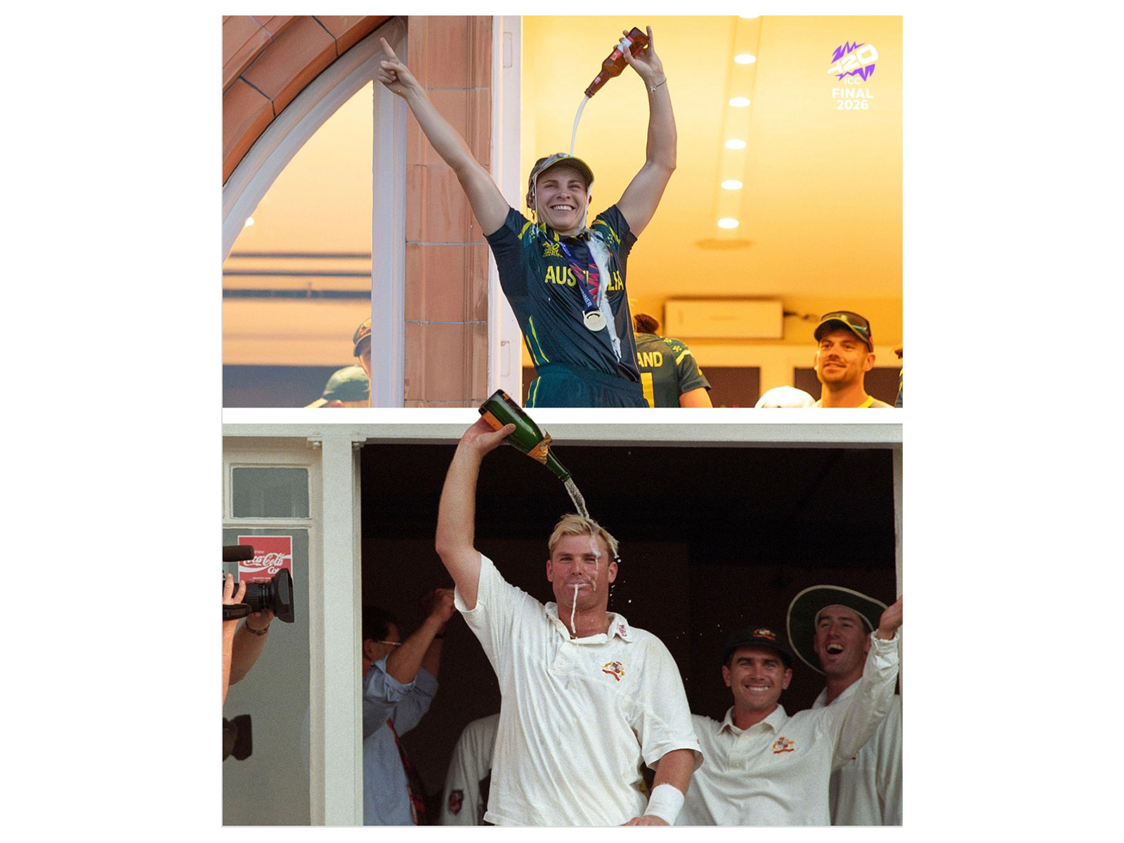 Sophie Molineux recreates Warne's iconic celebration. (Photo: @ICC Instagram)