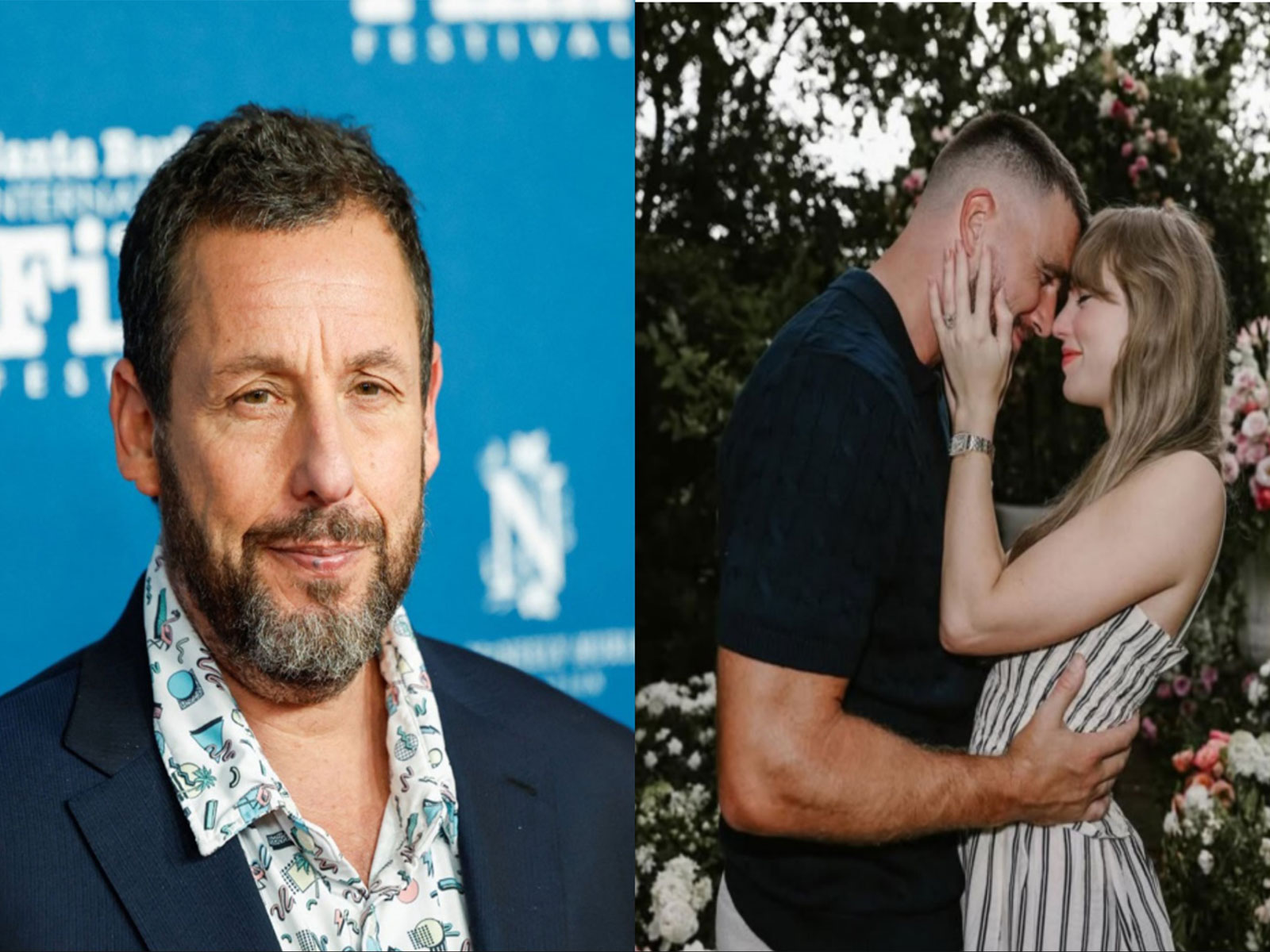 Adam Sandler, Travis Kelce, Taylor Swift (Photo/Reuters)