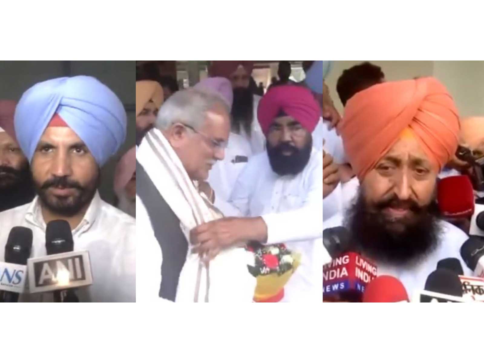 Punjab Congress Chief Amarinder Raja Warring (Left), Bhupesh Baghel (Centre) and Punjab LoP Partap Singh Bajwa (Photo/ANI)