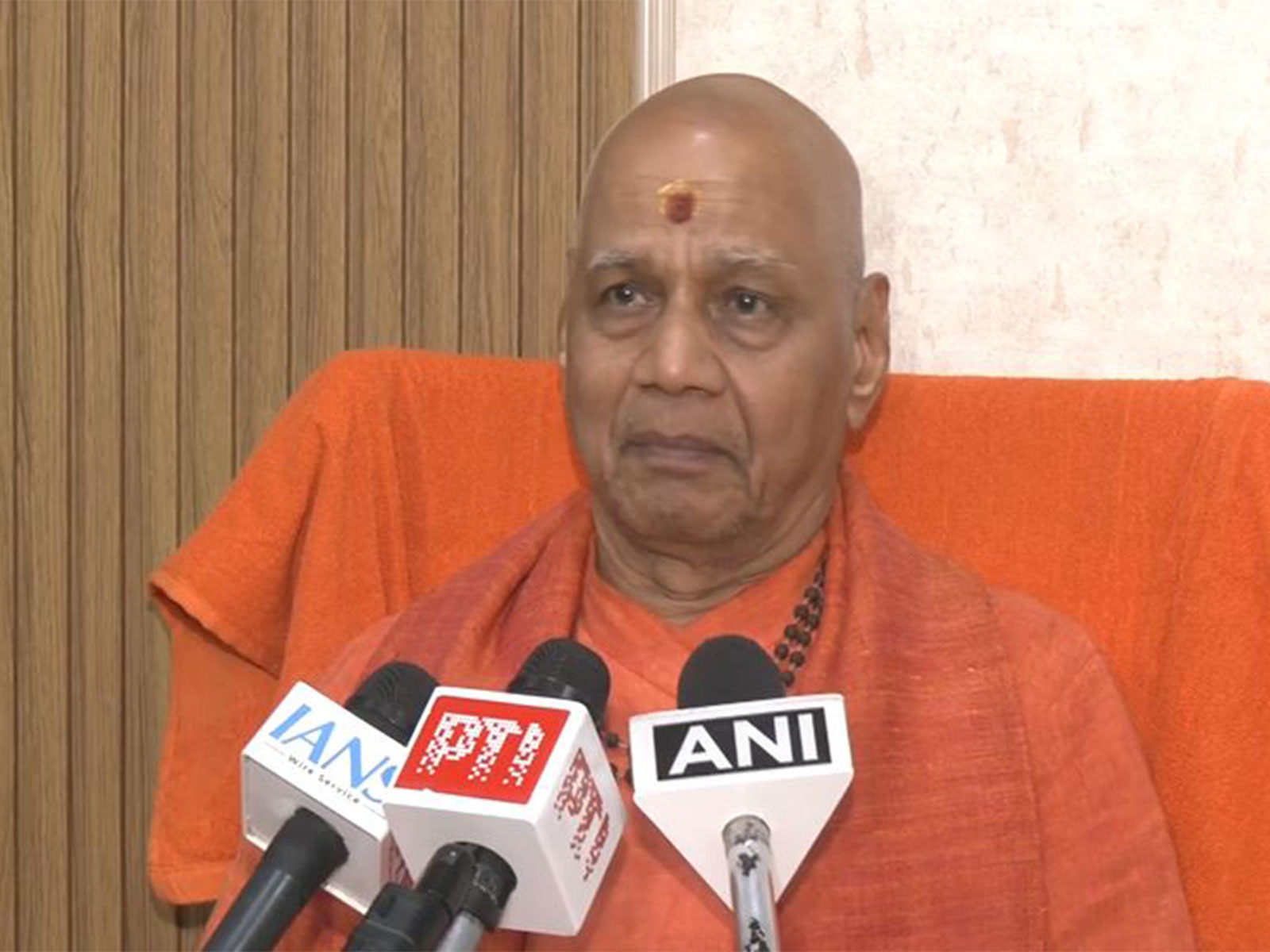 Swami Govind Dev Giri Ji Maharaj, Treasurer of the Shri Ram Janmabhoomi Teerth Kshetra Trust (Photo/ANI)