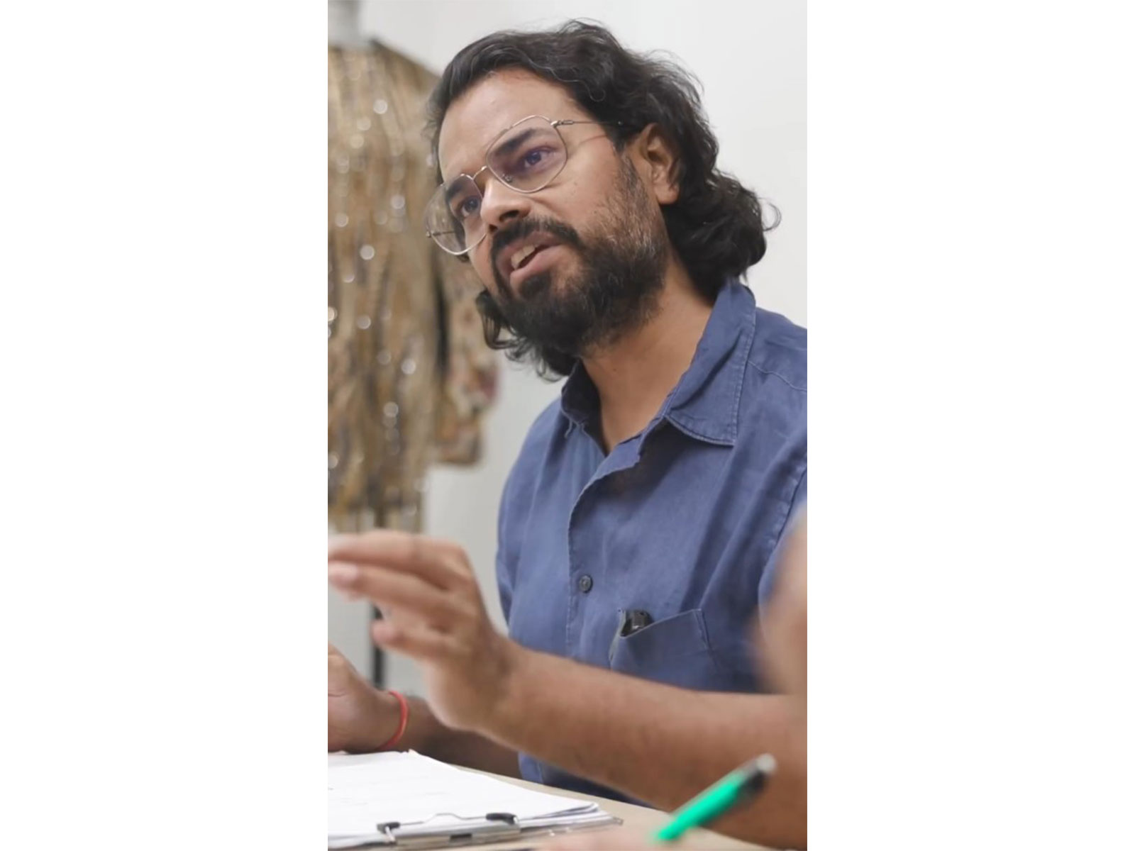 Rahul Mishra while working on his collection Devi (Image source: Rahul Mishra's Instagram)