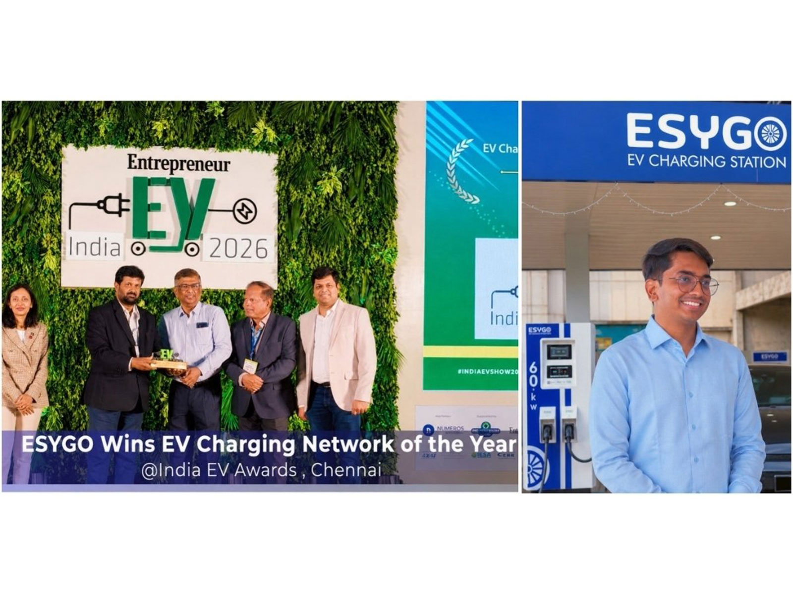 Right - Sanjey Sajeevan , Founder , CEO - ESYGO, Left - Mr Krishnakumar , Business head recieving the Award