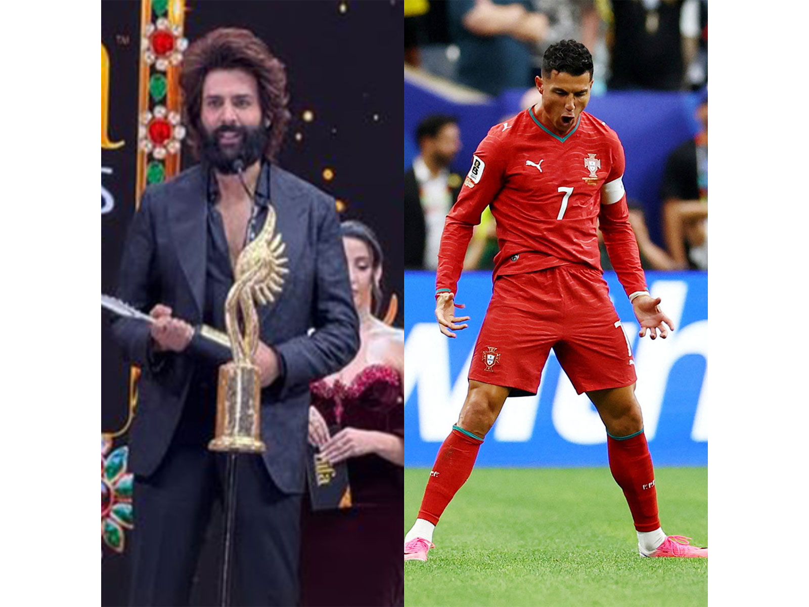 Kartik Aaryan (Photo/Instagram/@iifa) and Cristiano Ronaldo (Photo: Reuters)