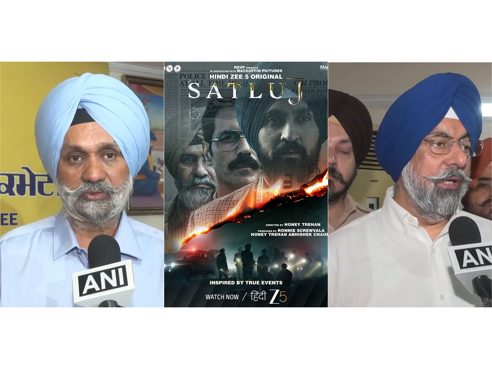 DSGMC General Secretary Jagdip Singh Kahlon, 'Satluj' poster,  DSGMC President  Harmeet Singh Kalka(Photo/ANI/ Instagram/@@ZEE5/ANI)