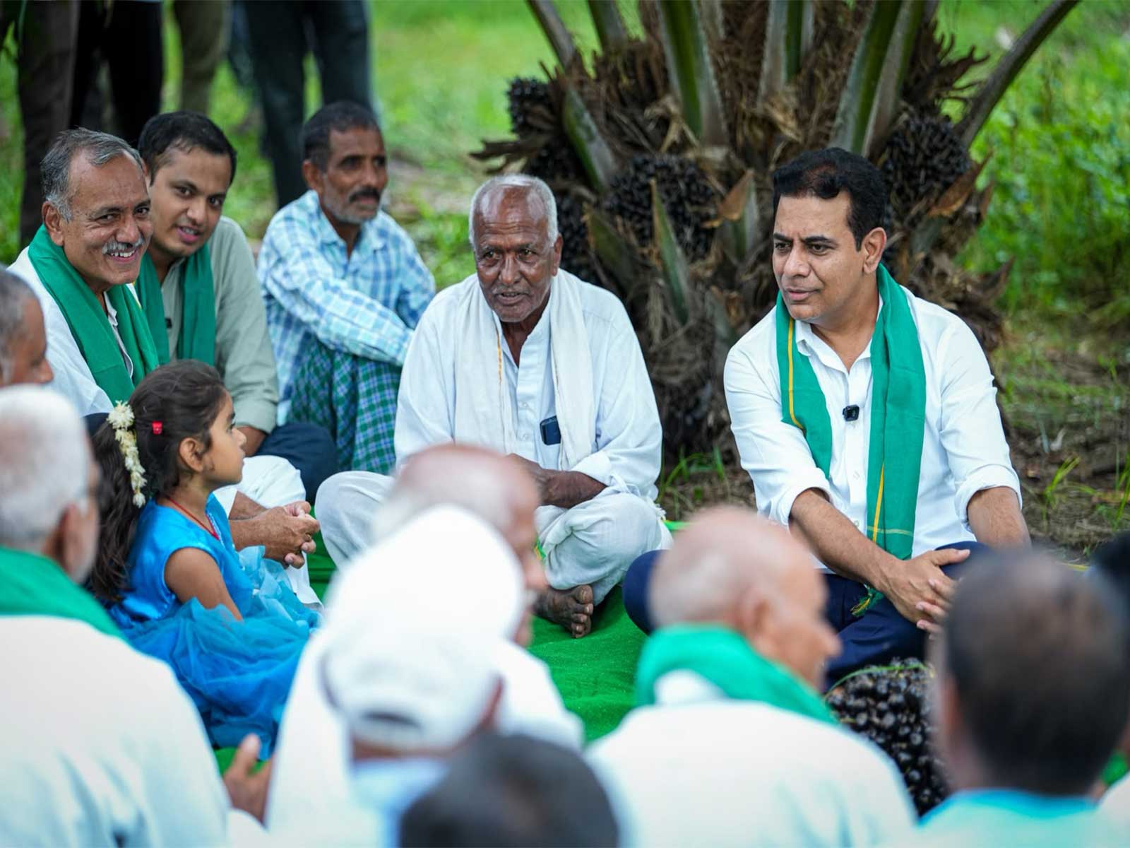 BRS working president KT Rama Rao (KTR) interacting with farmers (Photo/BRS)