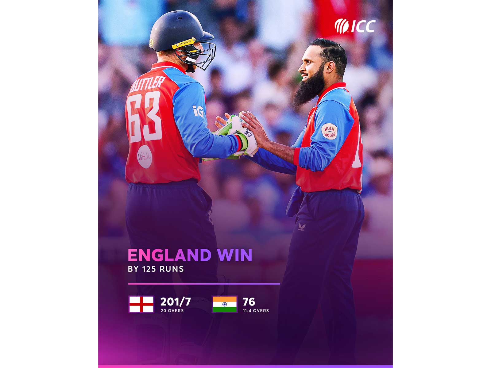 Adil Rashid celebrating his wicket (Photo: @ICC X)