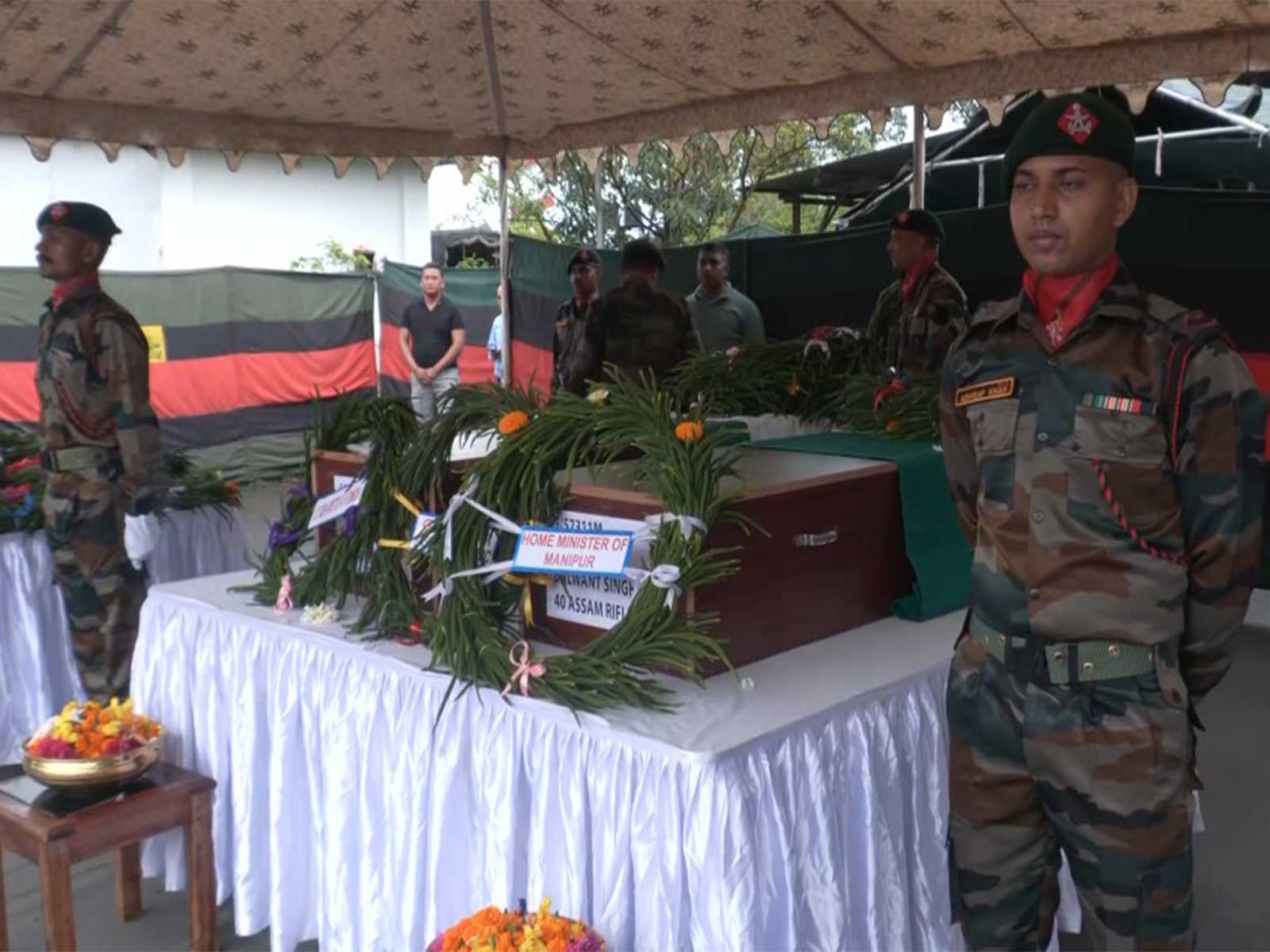 Wreath-laying held for Assam Rifles jawans killed in Ukhrul ambush (Photo/ANI) 