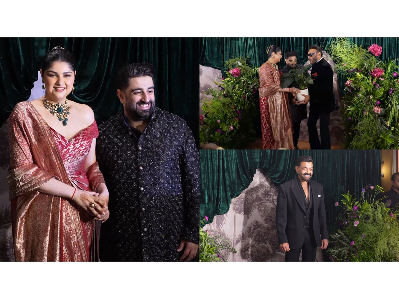 Ashula Kapoor with husband, Jackie Shroff, Bobby Deol (Photos/ANI)