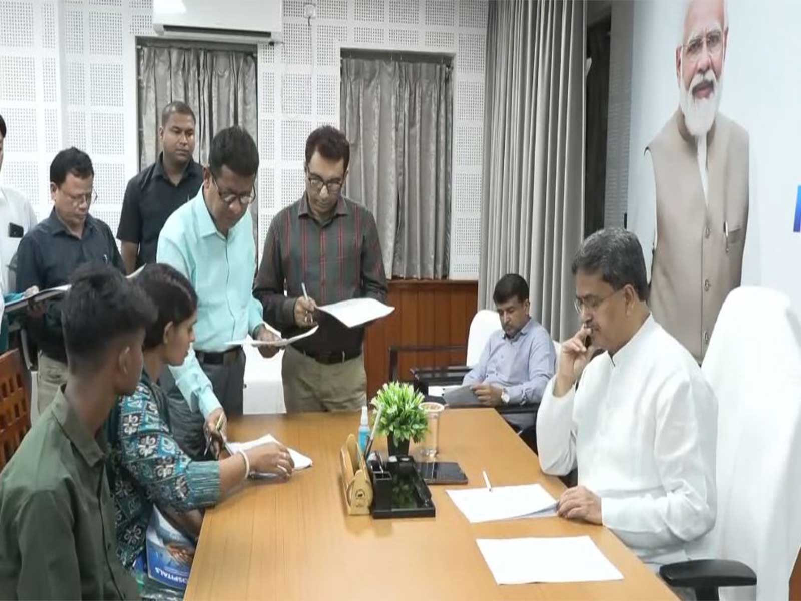 Tripura CM Manik Saha hearing public grievances(Photo/ANI)