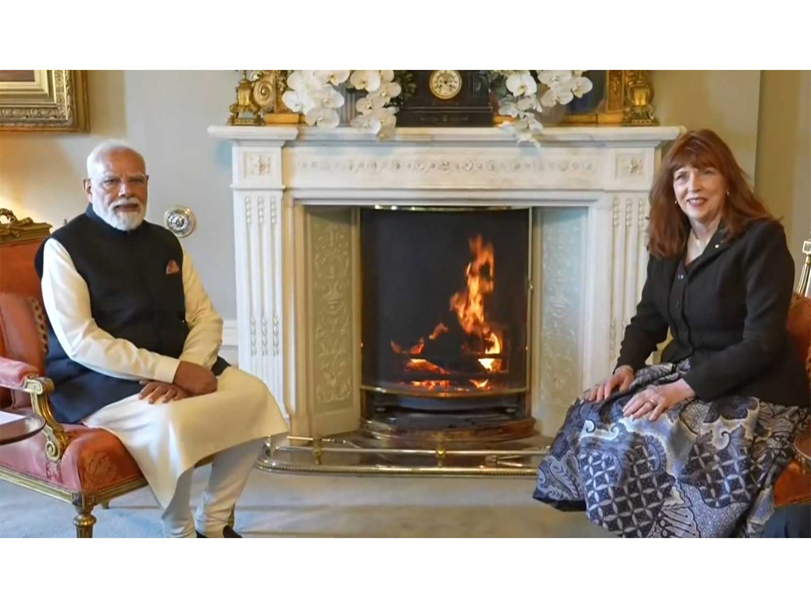 Prime Minister Narendra Modi held a bilateral meeting with the Governor of Victoria, Margaret Gardner AC, at the Government House in Melbourne (Photo/YouTube/NarendraModi)