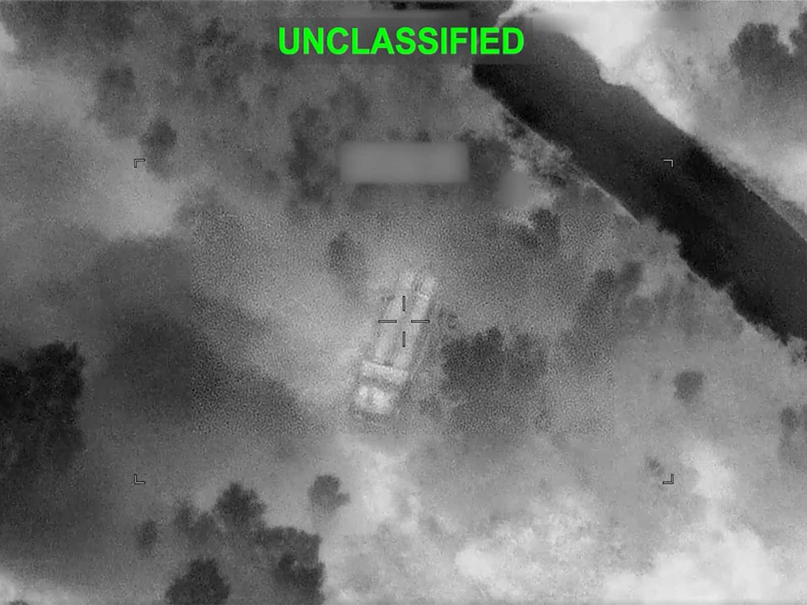 An aerial targeting image released by the US military shows a precision strike on what it identified as an Iranian military target during operations in Iran. (Photo: X/@CENTCOM)