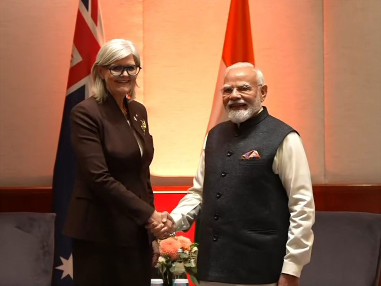 Prime Minister Narendra Modi meets Governor-General of Australia Sam Mostyn (Photo/ANI)