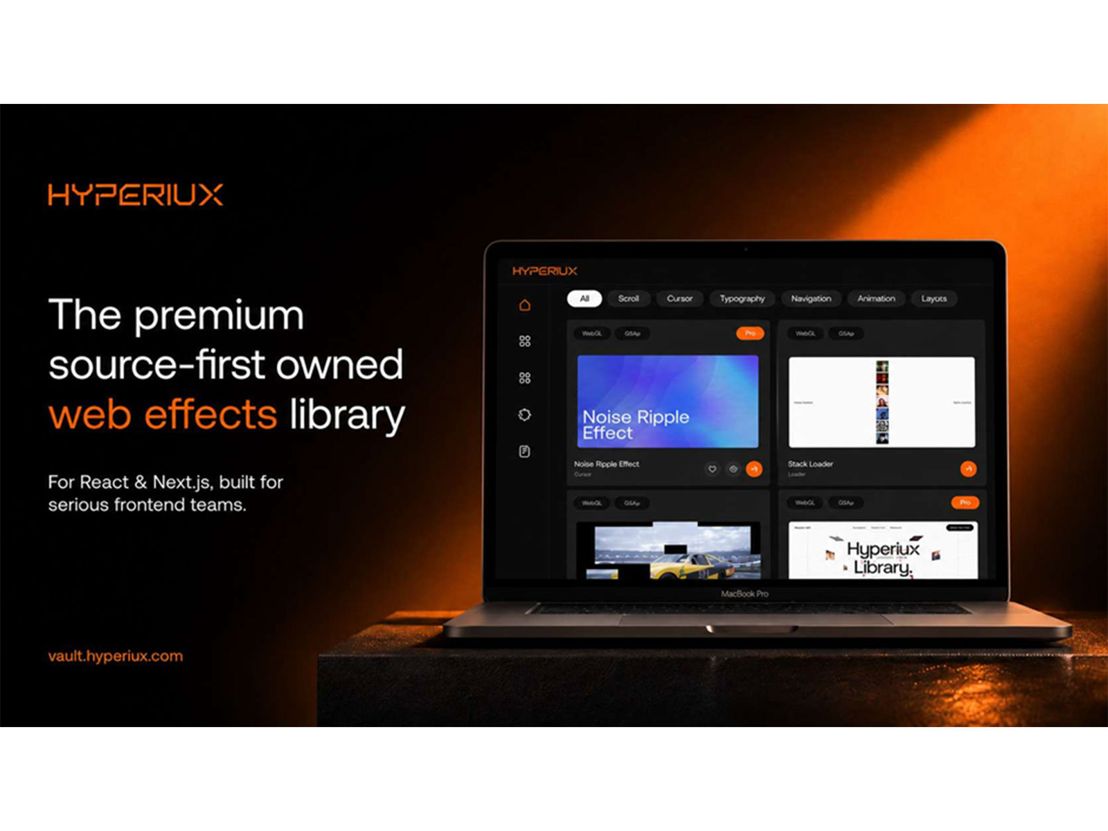 Hyperiux Launches Vault, a Source-First Interaction Effects Library for React and Next.js