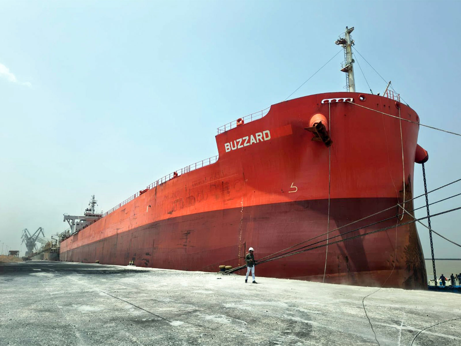 MV BUZZARD at Deendayal Port Authority, Kandla (Photo/ANI)