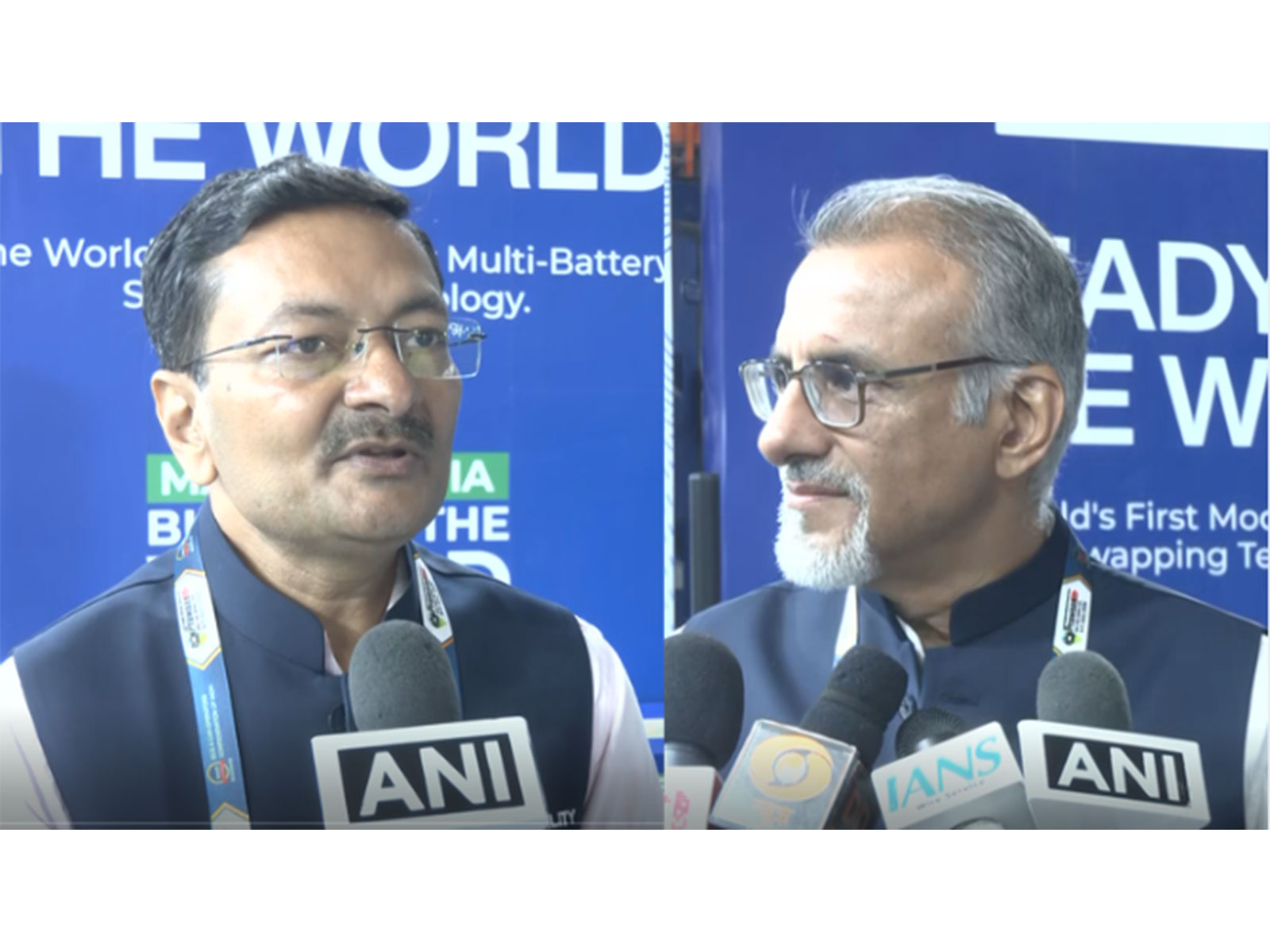 Chetan Maini, Co-founder and Chairman, SUN Mobility, and Ashok Agarwal, CEO - HEV Business, SUN Mobility.(Photo/ANI)