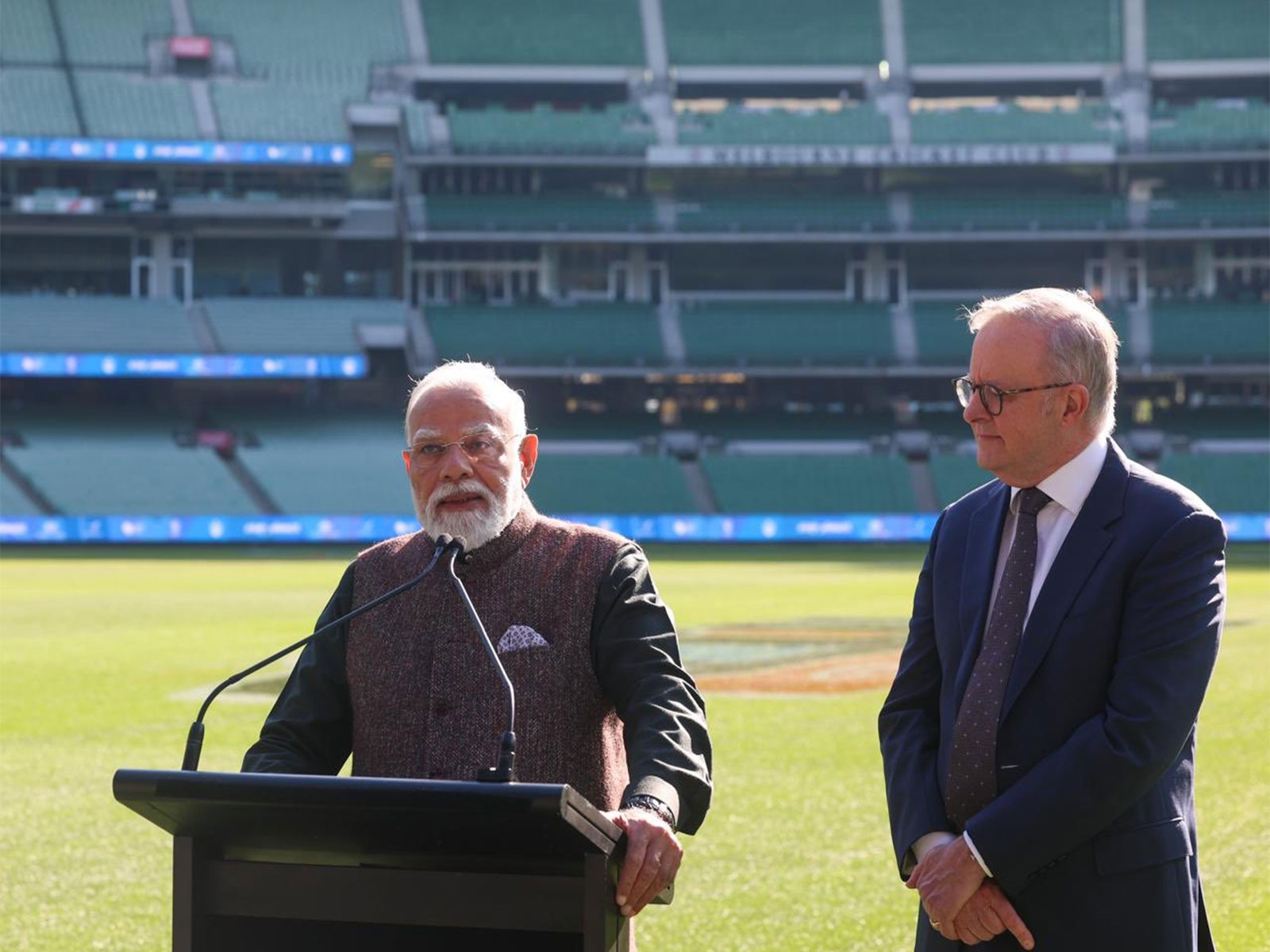 Prime Minister Narendra Modi speaks at the Melbourne Cricket Ground (MCG). (Photo: X/@MEAIndia)