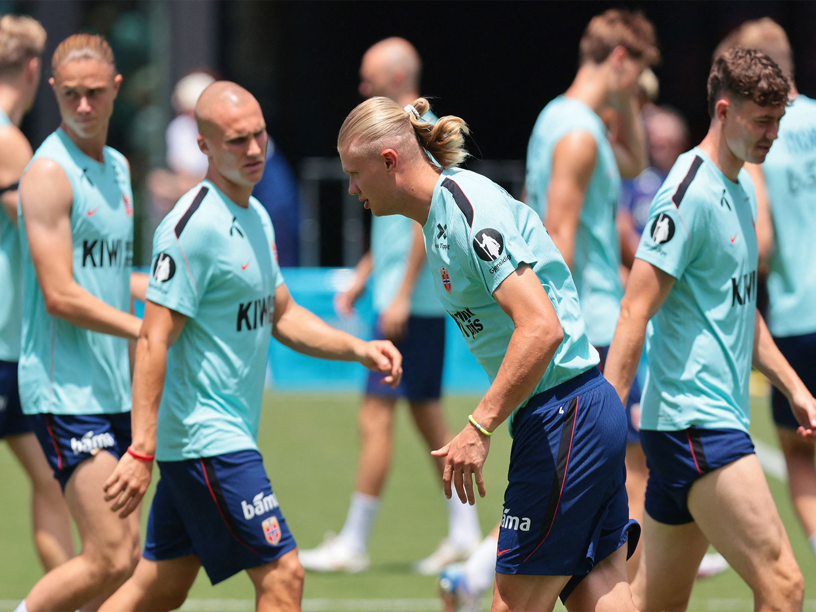 Norway's Erling Haaland with teammates during training. (Photo:  IMAGN IMAGES via Reuters)