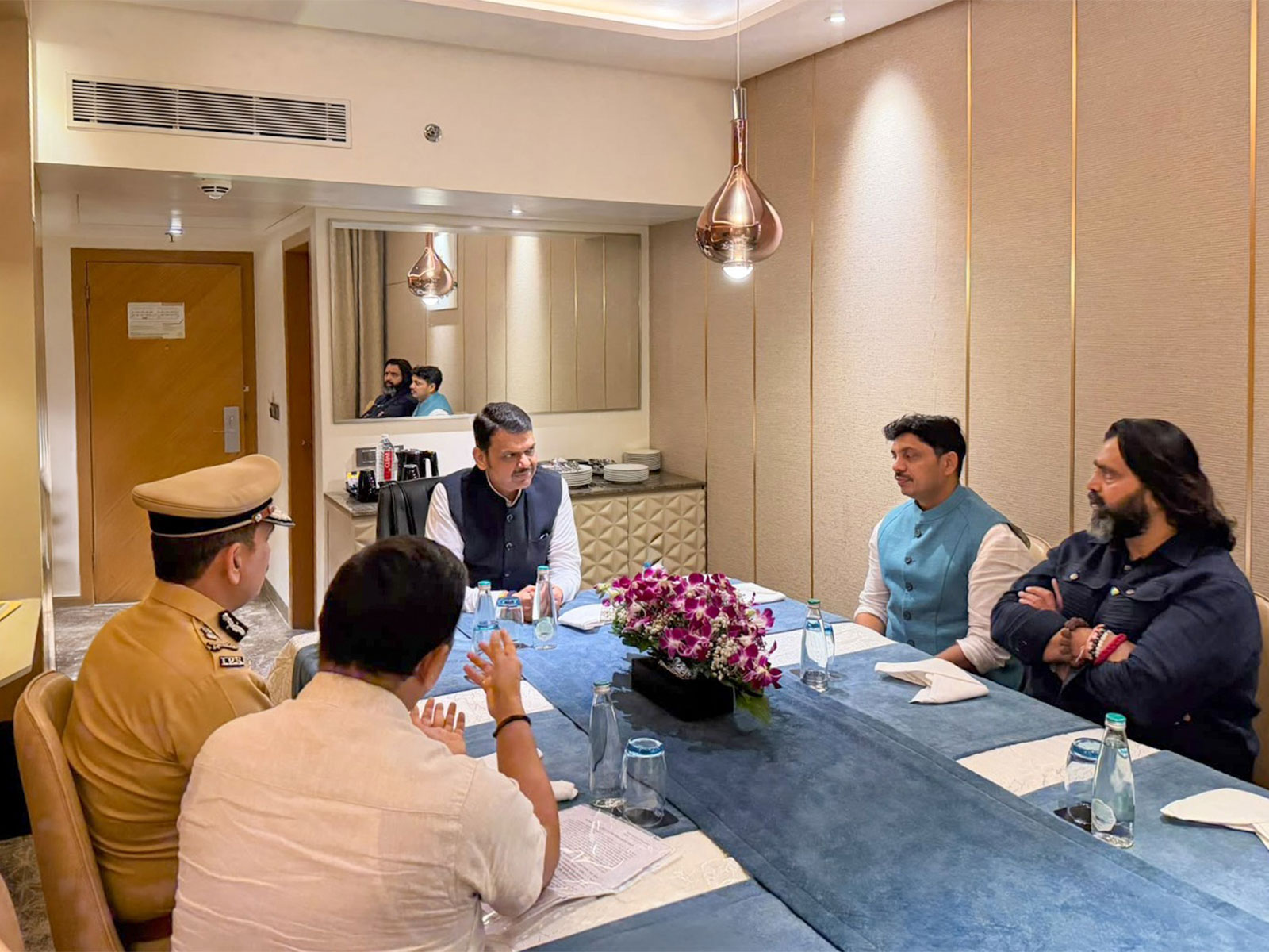 Maharashtra CM Devendra Fadnavis during the meeting (Photo/ANI)
