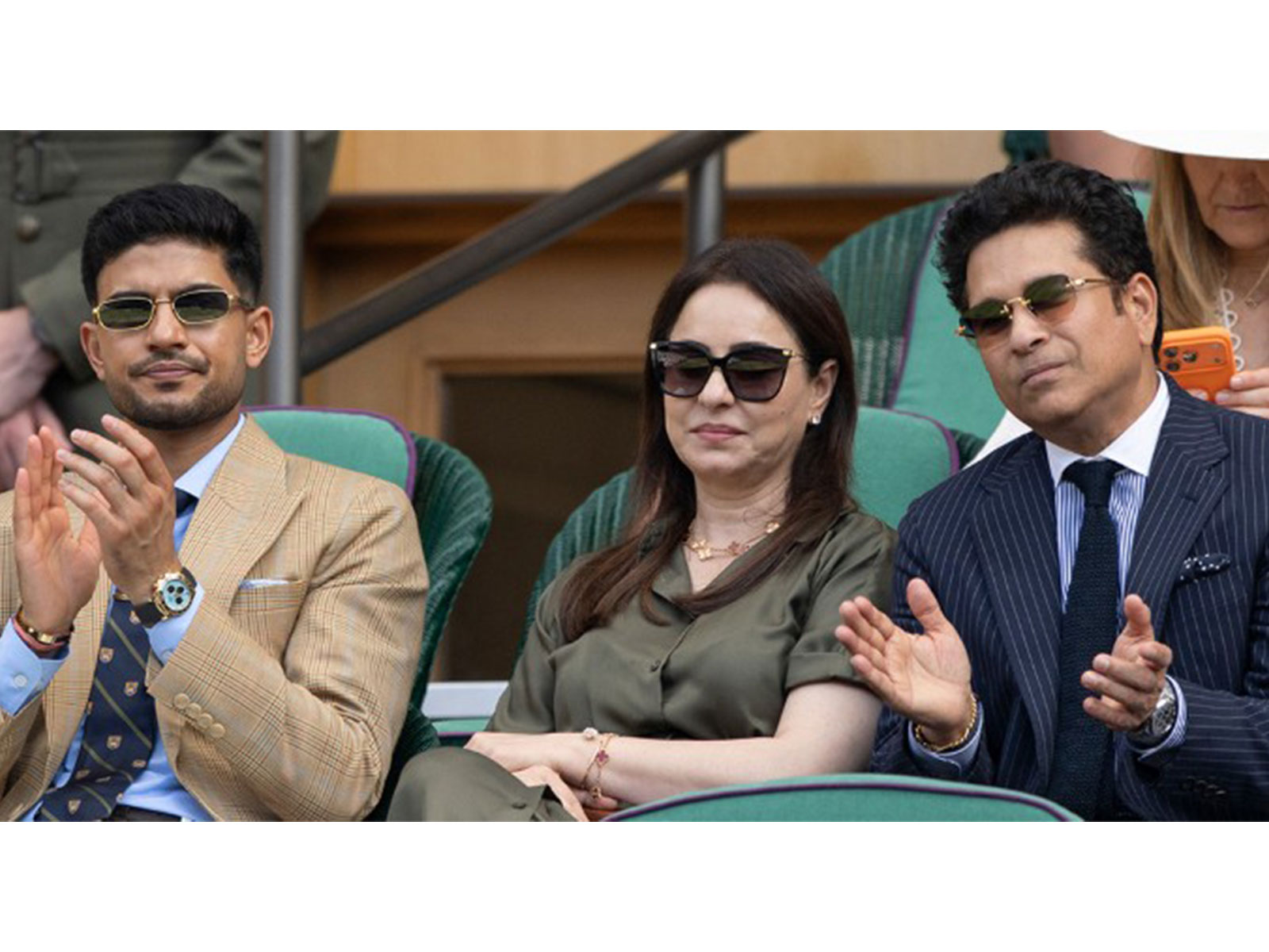 Shubman Gill was spotted alongside Sachin Tendulkar and his wife Anjali Tendulkar (Photo: X/@Wimbledon)