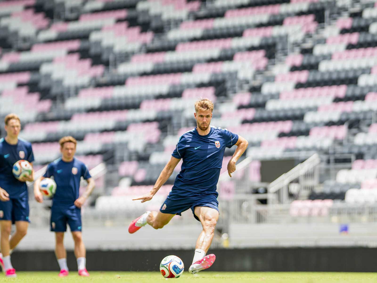 Norway players during a practice session in Miami. (Photo: X/ @nff_landslag)