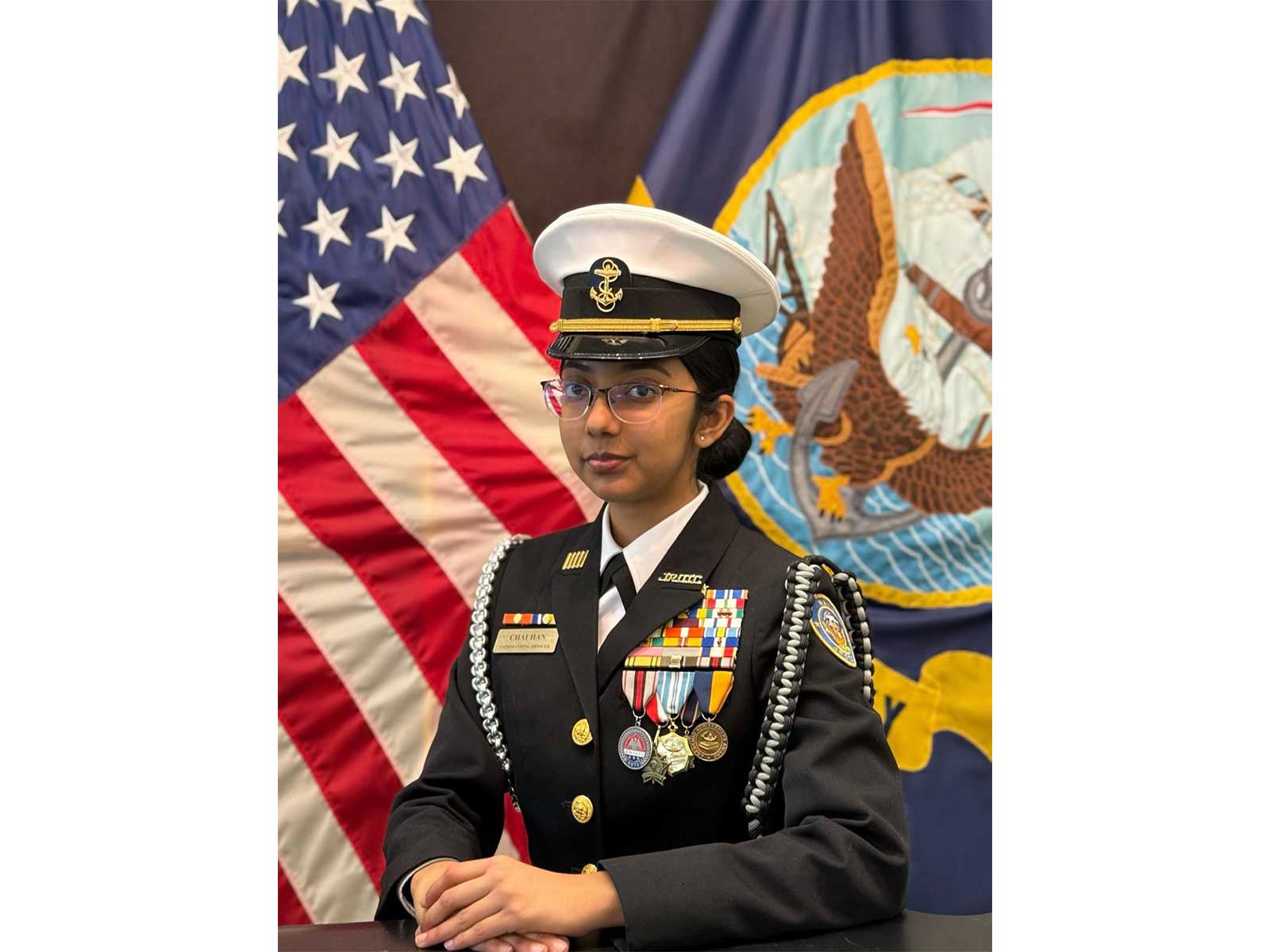 Riddhi Chauhan, Battalion Commanding Officer of her school's Navy Junior Reserve Officers Training Corps (NJROTC) unit (Photo/NJROTC)