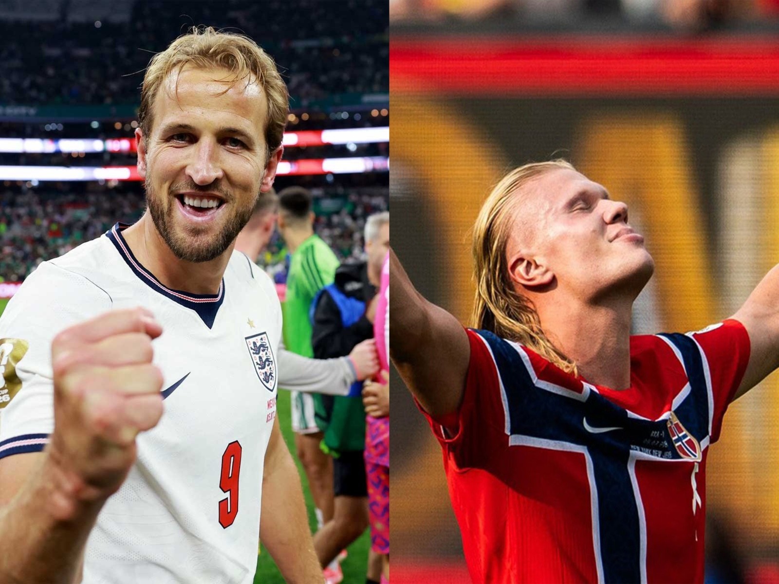England's Harry Kane (L) and Erling Haaland of Norway. (Photo: X/ @HKane and @ErlingHaaland)