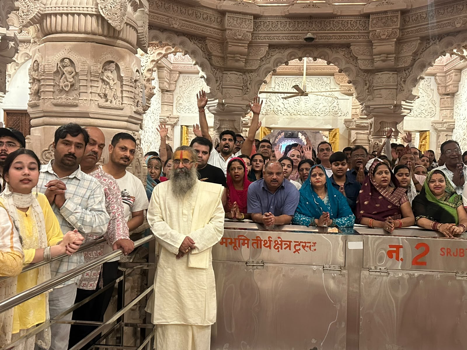 Ram Temple trustee Mahant Dinendra Das with devotees at the shrine (Photo/ Trustee Dinendra Das Ji Maharaj)