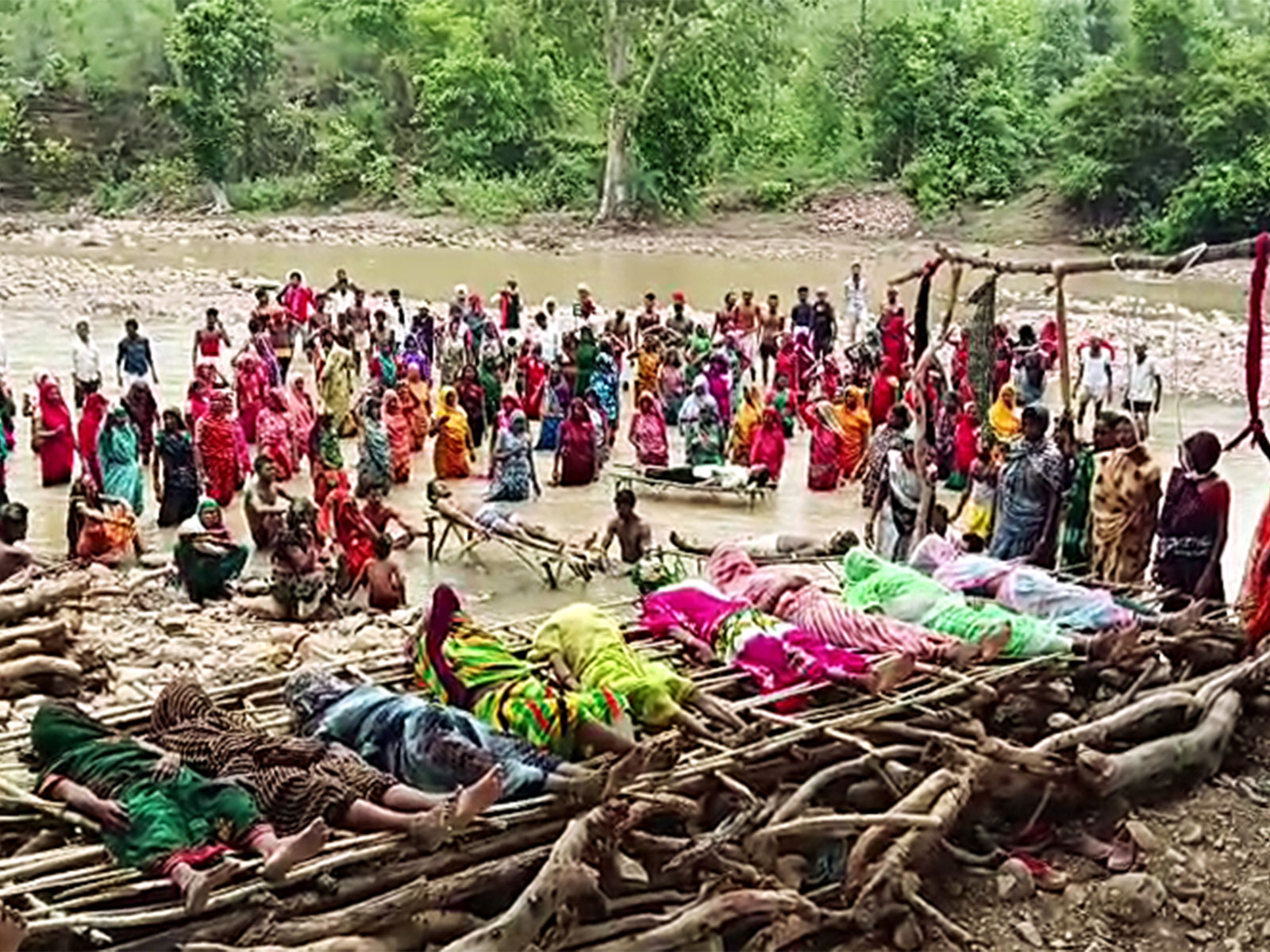 Tribal families staging Chita Andolan (Photo/ANI)